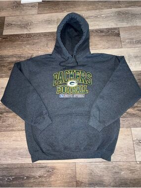 NFL Dark Gray Hoodie with Green and Gold Detail